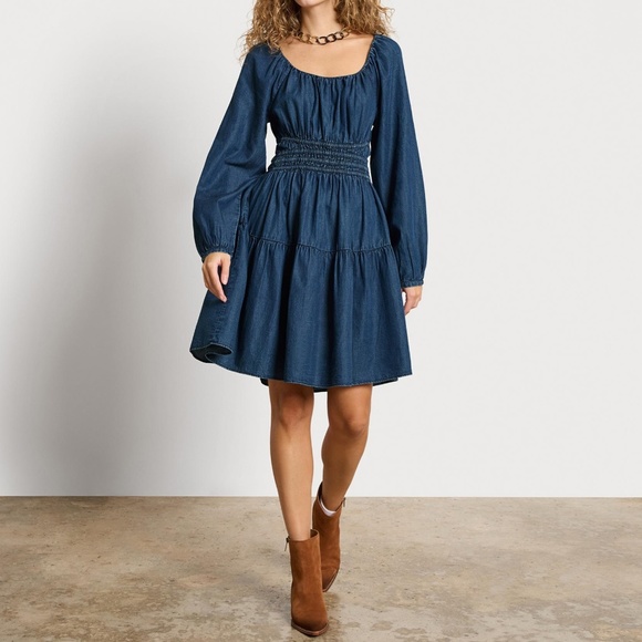 Sam Edelman Lora Mini Dress Moon Bay Blue - Picture 1 of 14
